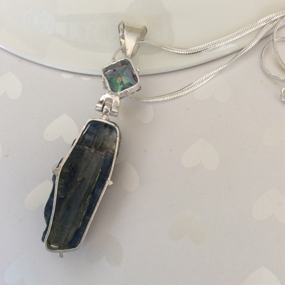Sterling Silver Mystic Topaz/ Kyanite Pendant 925 - Picture 5 of 7